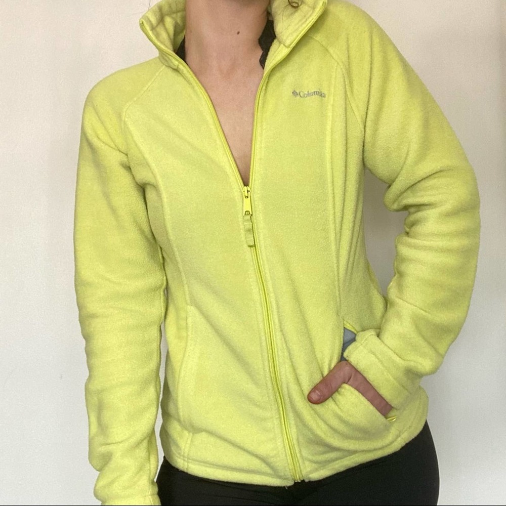 COLUMBIA | Neon Yellow Zip Up Fleece Jacket